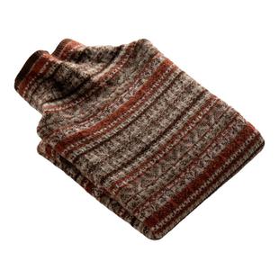 100%山羊绒双面异色提花立体堆堆领套衫时尚百搭简约柔软亲肤上衣