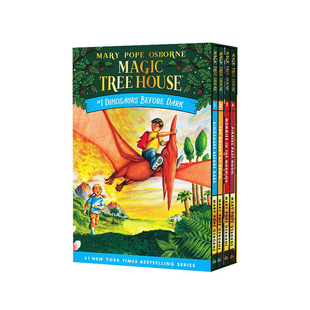 神奇树屋 英文原版 Magic Tree House1-4册全套盒装 桥梁章节书 儿童读物探险文学小说 科普百科美国中小学课外阅读书籍 分阶阅读