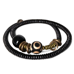 原创手工黑檀木珠子混搭手串 个性民族风饰品文艺男女款复古手链