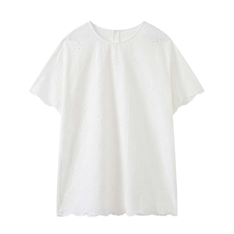 透气法式小众立体花朵短袖衬衫女
