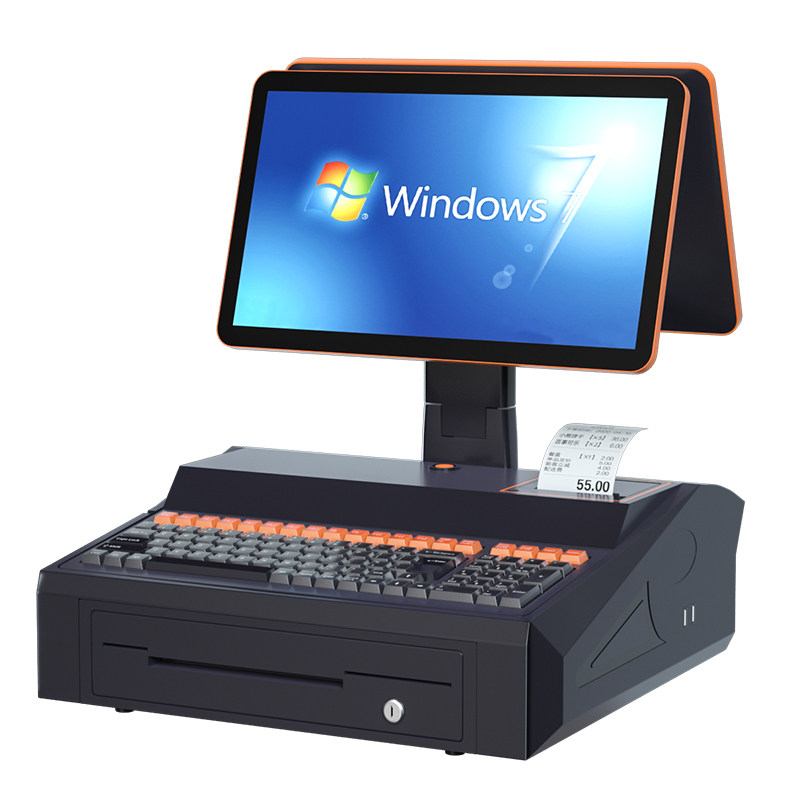 超市收银机一体机便利店小型奥家2025新款小零售商超专用扫码Windows双屏收银台电脑商用管理系统软件收款机