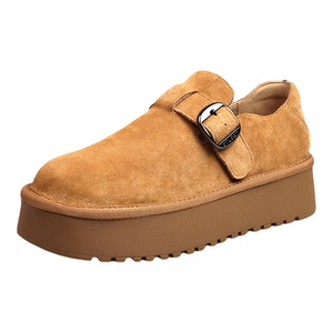 星期六真皮厚底勃肯鞋女2025新款秋冬增高真皮乐福鞋一脚蹬单鞋子