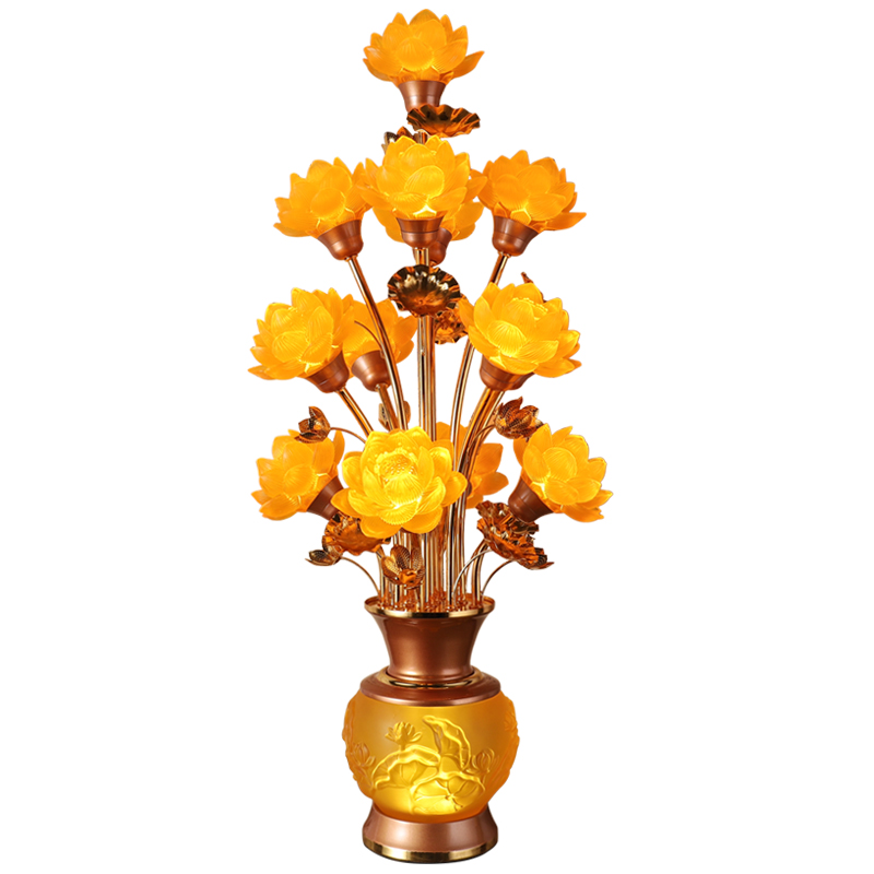 led七彩琉璃莲花灯佛供灯插电佛前长明荷花供灯佛堂观音家用 供奉