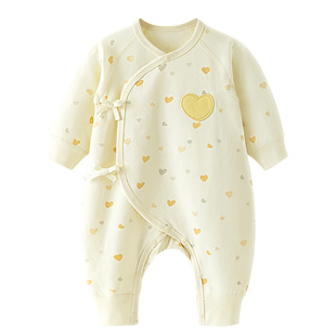 汤尼倍儿新生儿系带连体衣纯棉春秋季初生宝宝和尚服婴儿保暖衣服