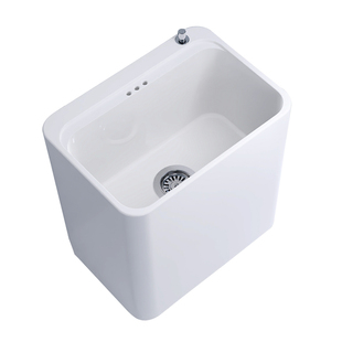 梦越拖把池家用带孔加高带龙头一体防溅水可侧排卫生间加深墩布池