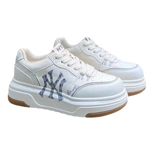 2026春新款印花字母休闲系带真皮百搭发泡厚底圆头板鞋百搭小白鞋