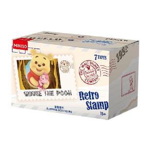 MINISO/名创优品迪士尼复古邮票盲盒手机架摆件冰箱贴米奇端盒