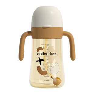 奈挺尔宝宝翻盖水杯学饮杯鸭嘴杯吸管奶瓶儿童1到3岁以上直饮杯