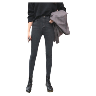 超高腰牛仔裤子女2026春秋新款爆款紧身显瘦黑色铅笔裤九分小脚裤