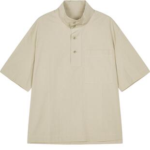 [含汉麻]速写男装春夏新款男士衬衫简约棉麻短袖衬衫优雅通勤