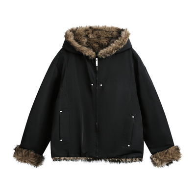 NEVERNEED座山雕解构毛领棉衣男