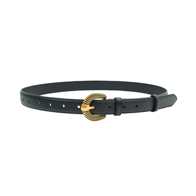 JANES简束复古黑色头层牛皮装饰腰带女设计感小众配裙子牛仔裤