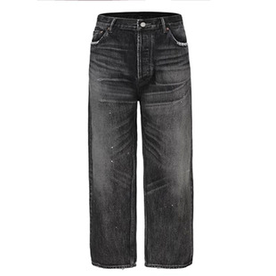 TIRES 23AW日产长款复古黑牛仔裤洗水破坏油污单宁赤耳工装非NBHD