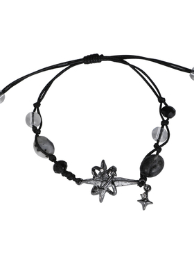 原创设计黑色复古星芒手链女小众新款轻奢独特高级感精致编绳手饰