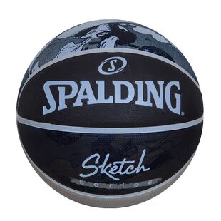 斯伯丁黑白色7号素描潮流学生室外橡胶篮球耐磨成人水泥地84-447Y