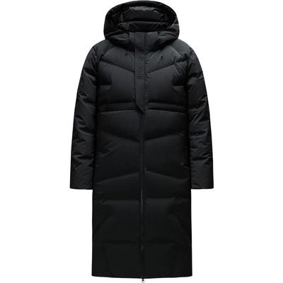 安踏冠军黑色长款羽绒服