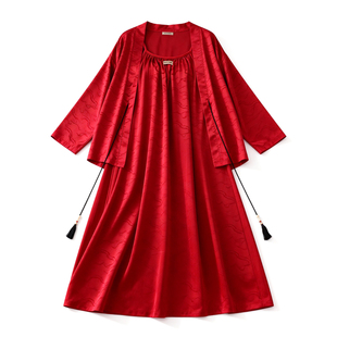 猫人红色睡衣冰丝吊带睡袍女新婚结婚情侣套装2026新款家居服礼盒