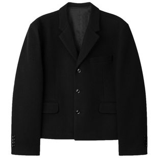 冬季西服外套男款韩版潮西装领单排扣羊毛休闲秋冬短款毛呢外套男