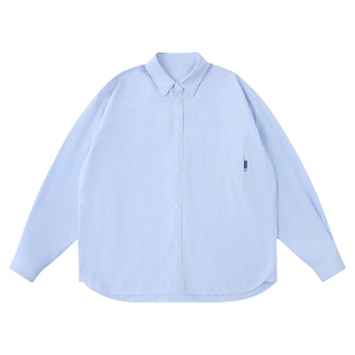 warmtrees支线TreesBasic蓝白竖条纹简约纹理感百搭长袖衬衫外套