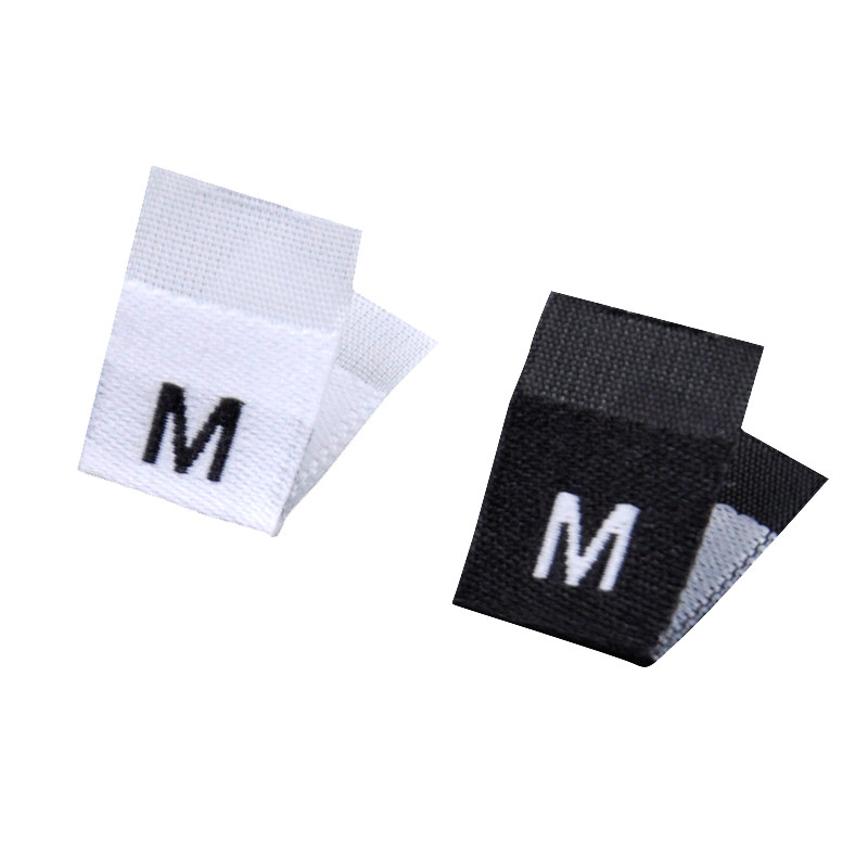 现货通用服装号码标 黑色高纬对折衣服后领码标 S M L XL白色公版织唛码数标超切号标印刷商标水洗唛织标定做