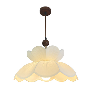 法式宋式美学奶油中古风原木餐厅吊灯具复古主卧室餐桌台灯罩客厅