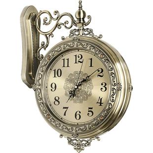 汉时欧式挂钟钟表客厅家用时钟个性金属两面石英钟双面挂钟HDS18