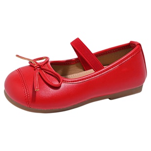 2026春秋新款女童红色皮鞋公主鞋子软底防滑单鞋中童蝴蝶结演出鞋