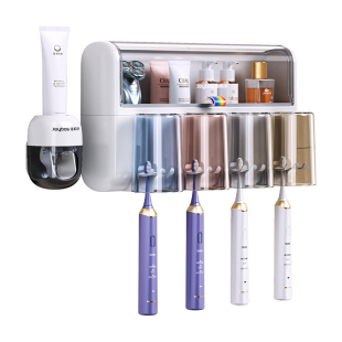 佳帮手牙刷牙膏置物架防尘卫生间壁挂式免打孔牙缸漱口杯家庭套装