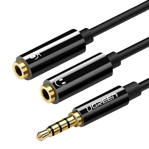 绿联耳机麦克风二合一转接头3.5mm音频线一分二话筒声卡笔记本台式电脑转换器分线耳麦直播k歌游戏加长延长线