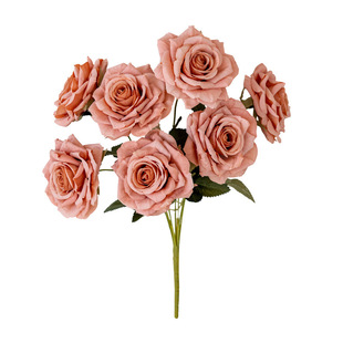 卡布奇诺玫瑰花束假花仿真花摆设客厅餐桌装饰花干花插花花艺摆件