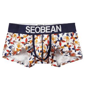 SEOBEAN/希宾男士低腰平角内裤 棉质透气蝴蝶印花 青年U凸性感潮