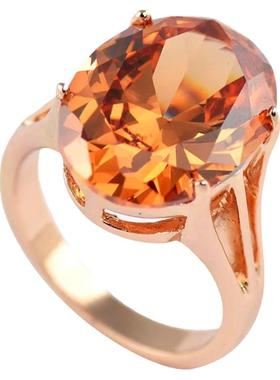 韩版气质蛋面玫瑰金宝石戒指