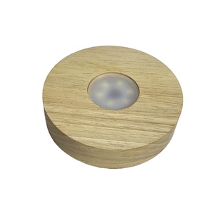 创意实木发光底座圆形LED灯无线充电香薰玻璃杯酒瓶实木发光杯垫