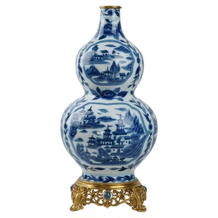 卡斯特兰青花瓷大肚花瓶客厅玄关电视柜高级感插花花器摆件C5961