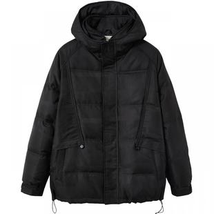 流石男装冬装加厚连帽短款羽绒服男士冬季新款宽松保暖外套白鸭绒