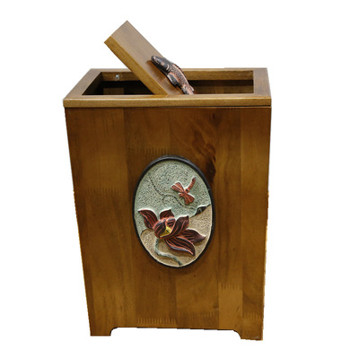 家用客厅垃圾桶家用筐实木餐厅