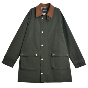 巴恩风军绿色工装风衣女宽松中长款复古猎装夹克外套2025秋季新款