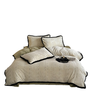 法式轻奢花边加厚牛奶绒四件套冬季保暖立体雕花绒被套床单床笠