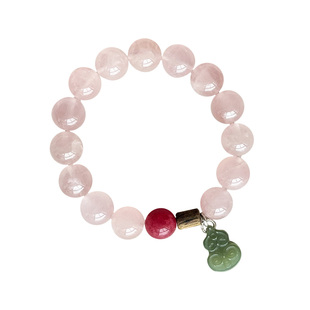 曦光里【福禄寿喜】财富/好运 天然粉水晶玉葫芦手串链女新年礼物