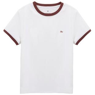 热风短袖T恤女2026年春季新款撞色基础运动休闲短袖上衣正肩短袖