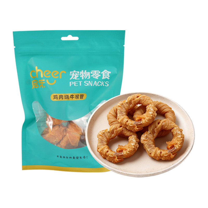 启乐狗狗零食鸡肉绕牛喉管磨牙棒