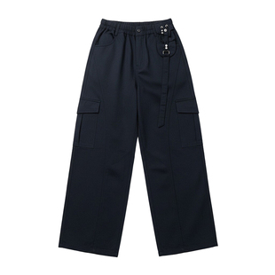 女大童加绒裤子2025款冬季新款初中生少女加厚休闲宽松保暖工装裤