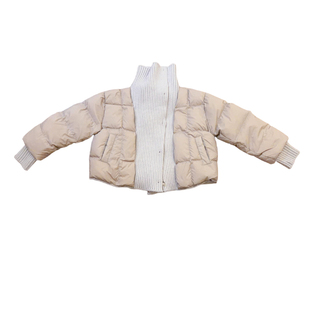 女童冬季羽绒服短款面包服大童洋气针织拼接90白鸭绒韩系外套冬装