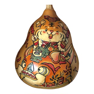 手工彩雕烙画蛋葫芦收藏品文玩把玩非遗车包创意礼物手工艺品摆件