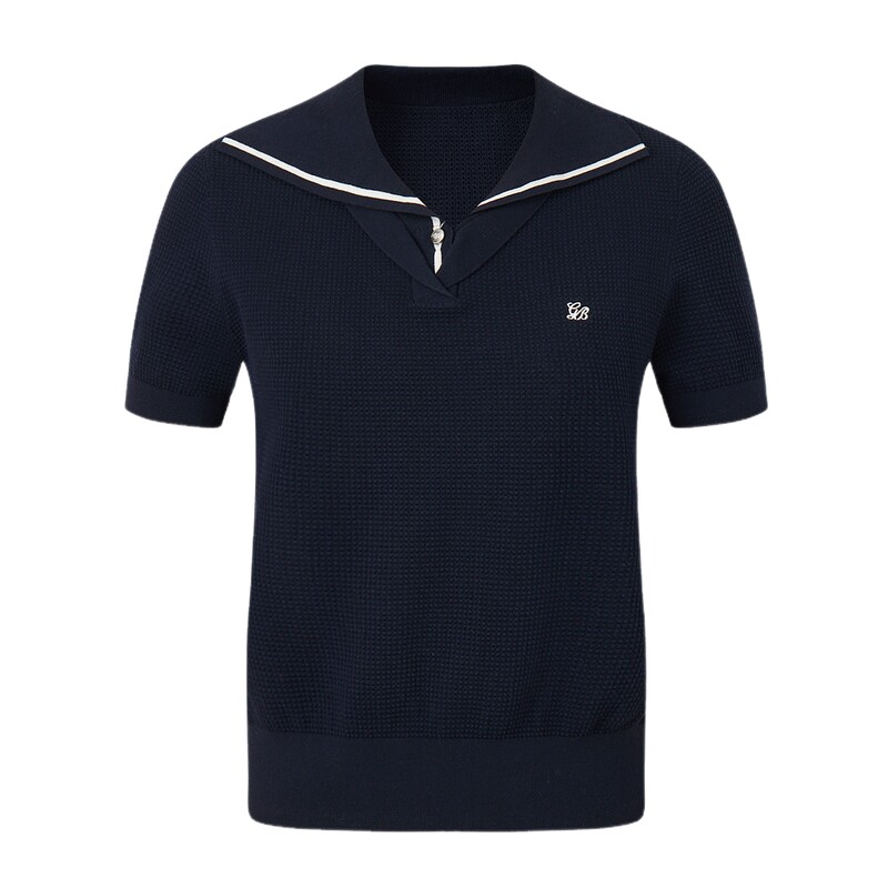 【夏季新品】GOLDEN BEAR/金熊2026女士学院风休闲套头短袖针织衫