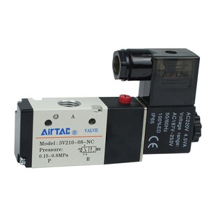 亚德客电磁阀两位三通电子气阀常闭3V110-06/3V210-08/3V310-10NC