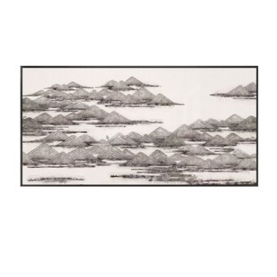 中式装饰画茶室禅意《仁者乐山》侘寂风办公室挂画 设计大师A163