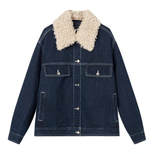 Jamor加墨时尚牛仔棉服保暖外套休闲帅气上衣女装2025冬季新款