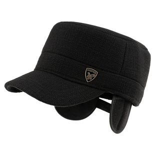 大头围帽子男款中老年鸭舌帽男2025新款加绒加厚保暖护耳平顶帽冬