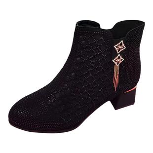 短靴女春夏季镂空网纱高跟尖头网靴2025年新款软皮靴透气搭配裙子